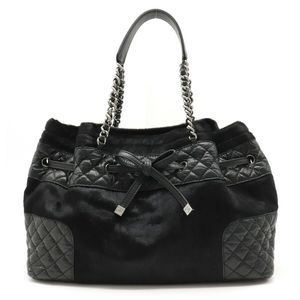 Chanel Matelasse Chain Shoulder Bag Leather Black Silver